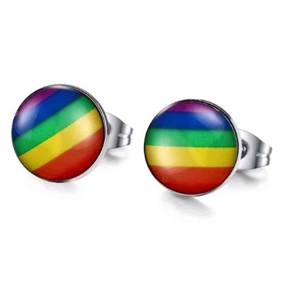 Rainbow Pride LBGT Tiny Stud Earrings Human Rights - Picture 1 of 1
